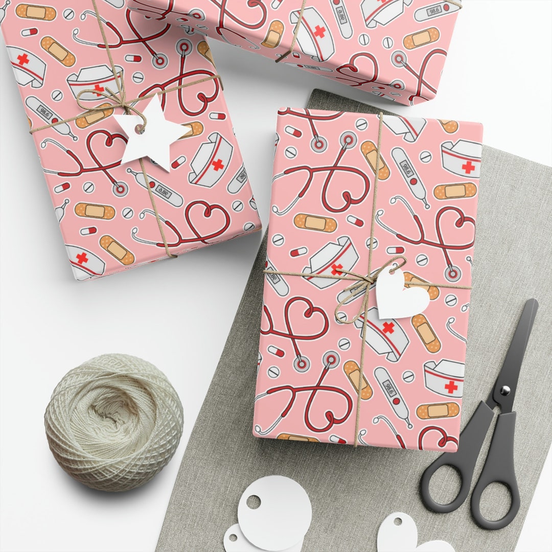 Nurse's Day Themed Gift Wrap Sheets Medical Wrapping Paper Etsy