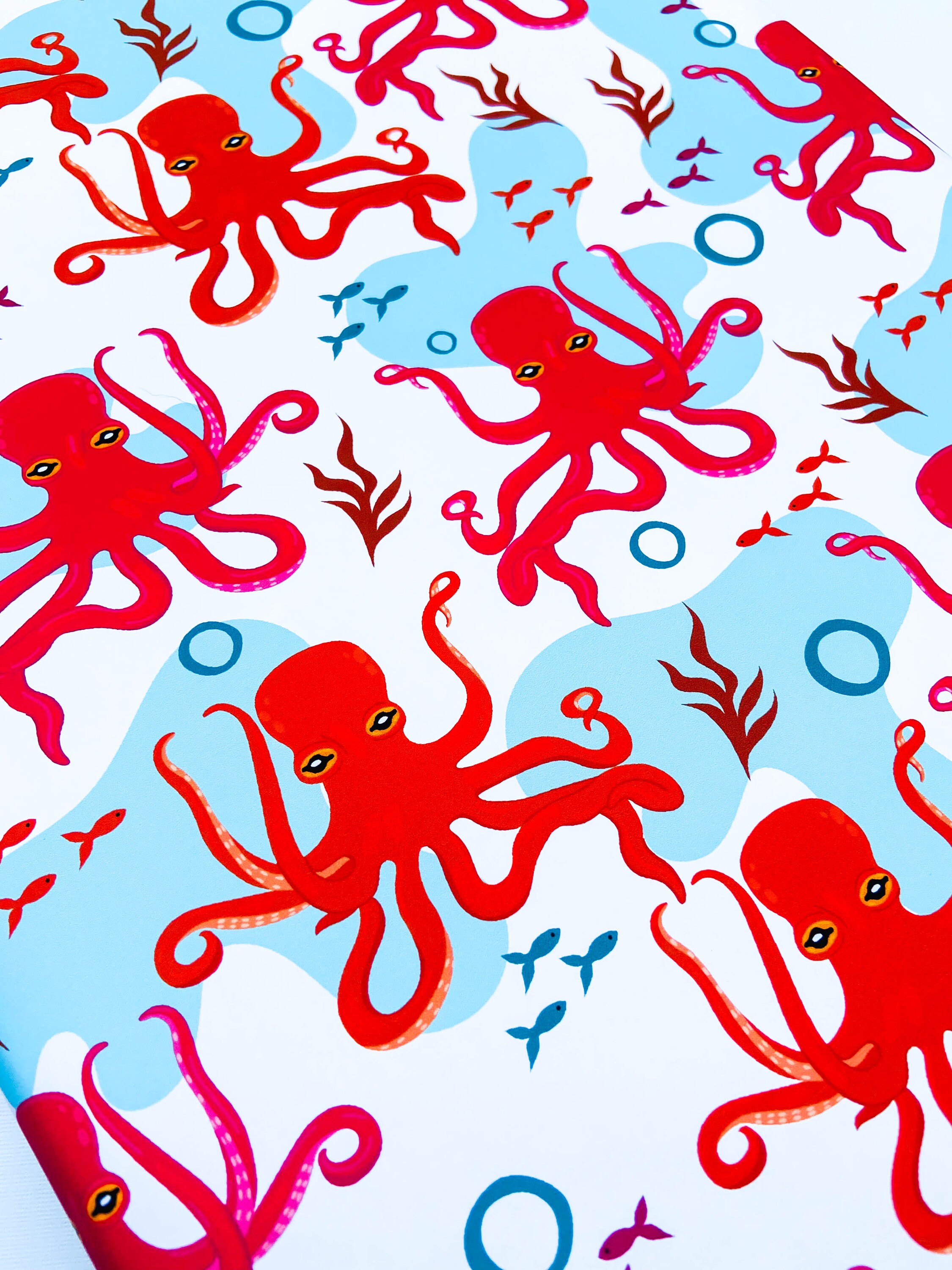 CUTE OCTOPUS PATTERN Print Gift Wrap Wrapping Paper Sheets Etsy