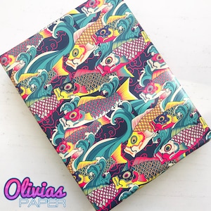 JAPANESE KOI PRINT Colorful Tribal Tattoo Print Thick Wrapping Gift Wrap Sheets | Christmas Birthday 19x27&quot;