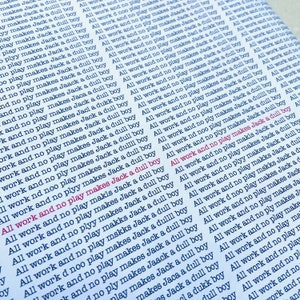 ALL WORK PRINT shining | Movie Inspired Wrapping Paper Gift Wrap Sheets | Horror Film Overlook Hotel Carpet Halloween 19x27" Sheets
