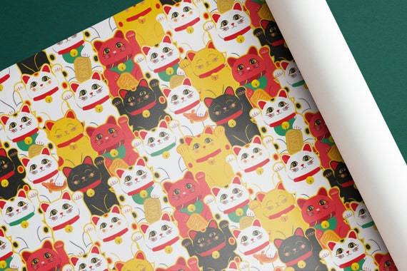 FORTUNE CAT Wrapping Paper Thick Wrapping Gift Wrap Sheets Chinese