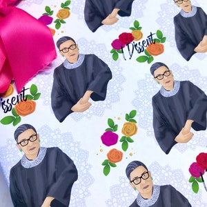 Feuilles de papier cadeau RUTH BADER GINSBURG I Dissent Anniversaire de Noël 19x27 Féministe Libéral Rbg image 2