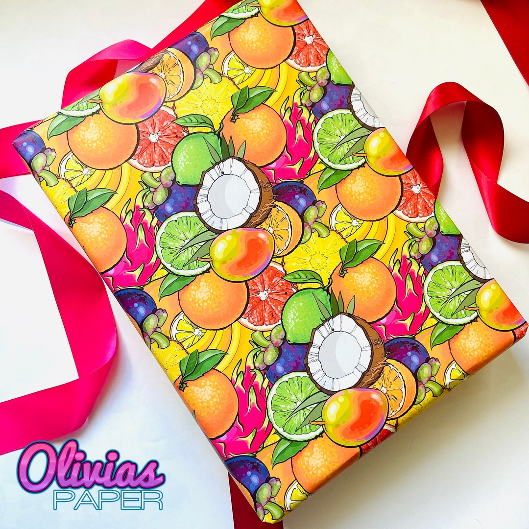 Tropical Fruits Summer Picnic Wrapping Paper Gift Wrap Holiday 19x27 Sheets Etsy