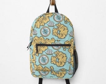 World Map Backpack Book Bag - Beautiful Back to School & Travel Gifts Luggage Ocean Sailing Atlas