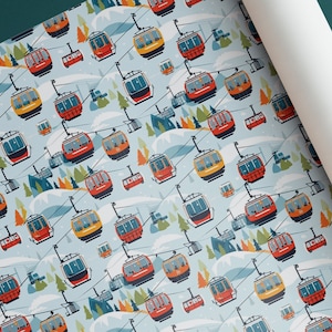 Alpine Ski Gondels Themed Weihnachtsgeschenk Wrap Blätter | Urlaub Geschenkpapier