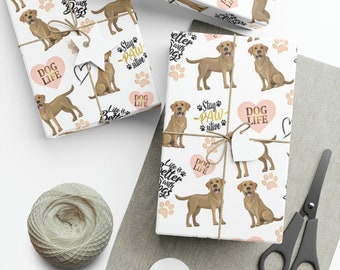 Golden Yellow Lab Dog Themed Gift Wrapping Paper Rolls - 28"x79"