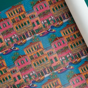 Venice Canal Houses Christmas Gift Wrapping Paper Rolls - 28"x79"