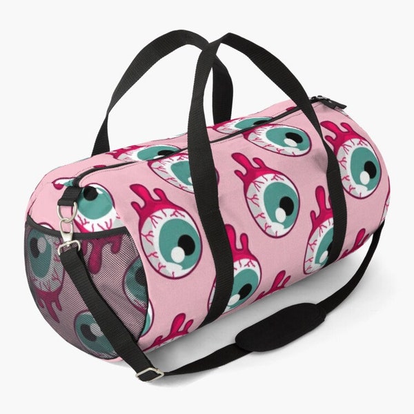 Creepy Eyeballs Duffle Bag Gym - Fitness Halloween Horror Print Mesh Travel Bag Carry On Tote