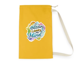 Clean Laundry Dirty Mind Yellow Unisex Laundry Bag - Portable Clothing Carrier