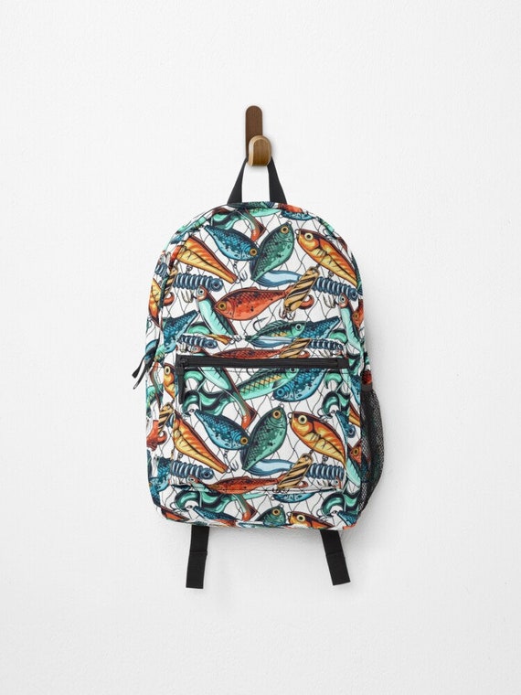 FISHING LURE Backpack Book Bag Beautiful Back to School & Travel Gifts  Luggage Ocean Tropical Beach 