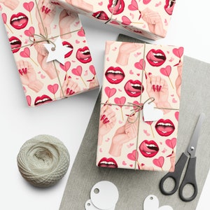 Love and Romance Themed Gift Wrap Sheets | Valentine&#39;s Wrapping Paper