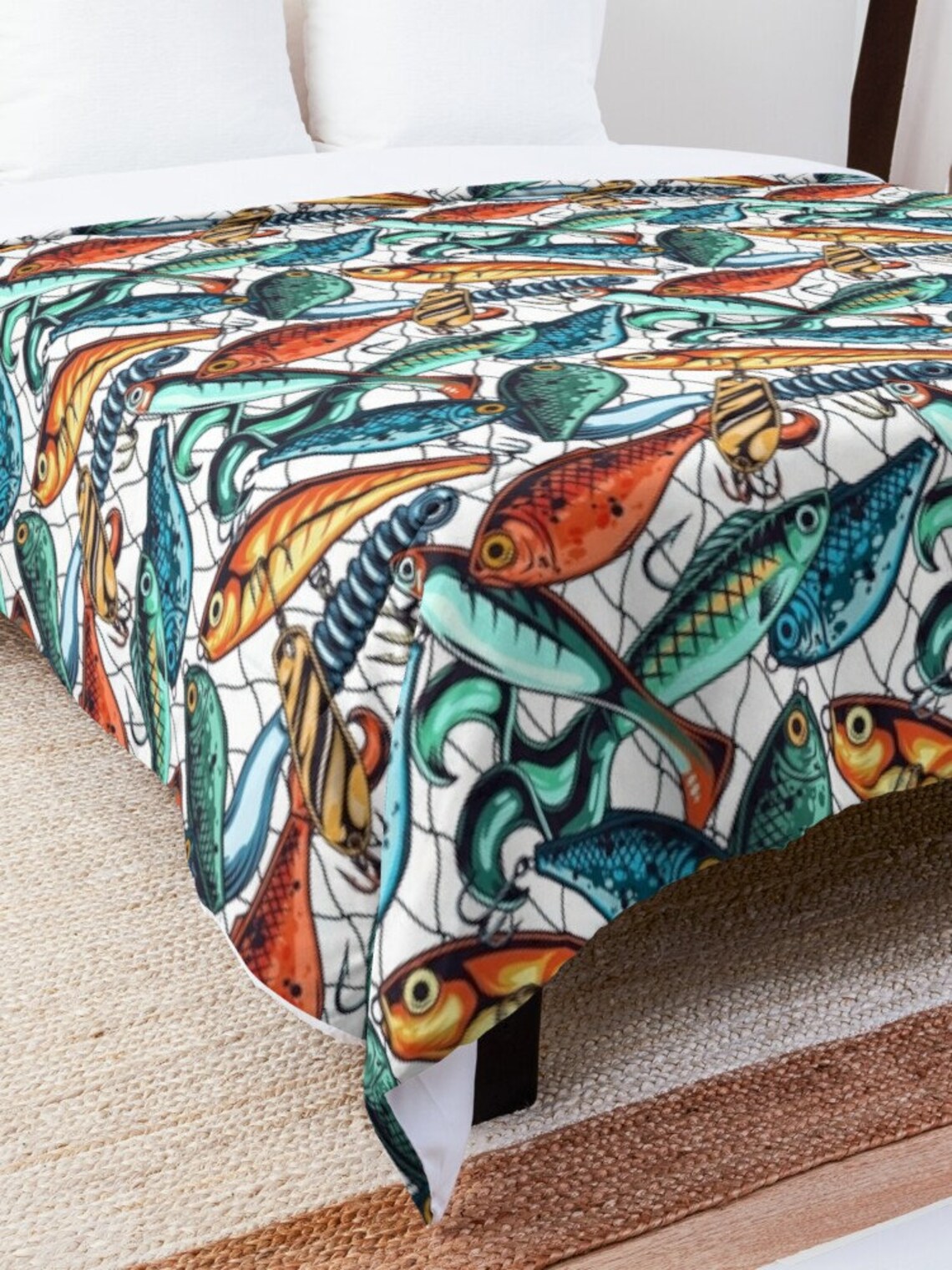 Fishing Lure Comforter Bedroom Bedspread Linens Home Decor Etsy