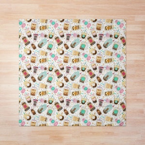 BOBA BUBBLE TEA Comforter Fine Linens Kawaii Asian Food Pattern Bedspread Cover Sheets image 3