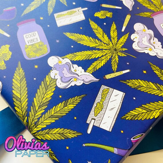 Cannabis Weed and Bong 420 Wrapping Paper Gift Wrap Holiday 19x27 Sheets 