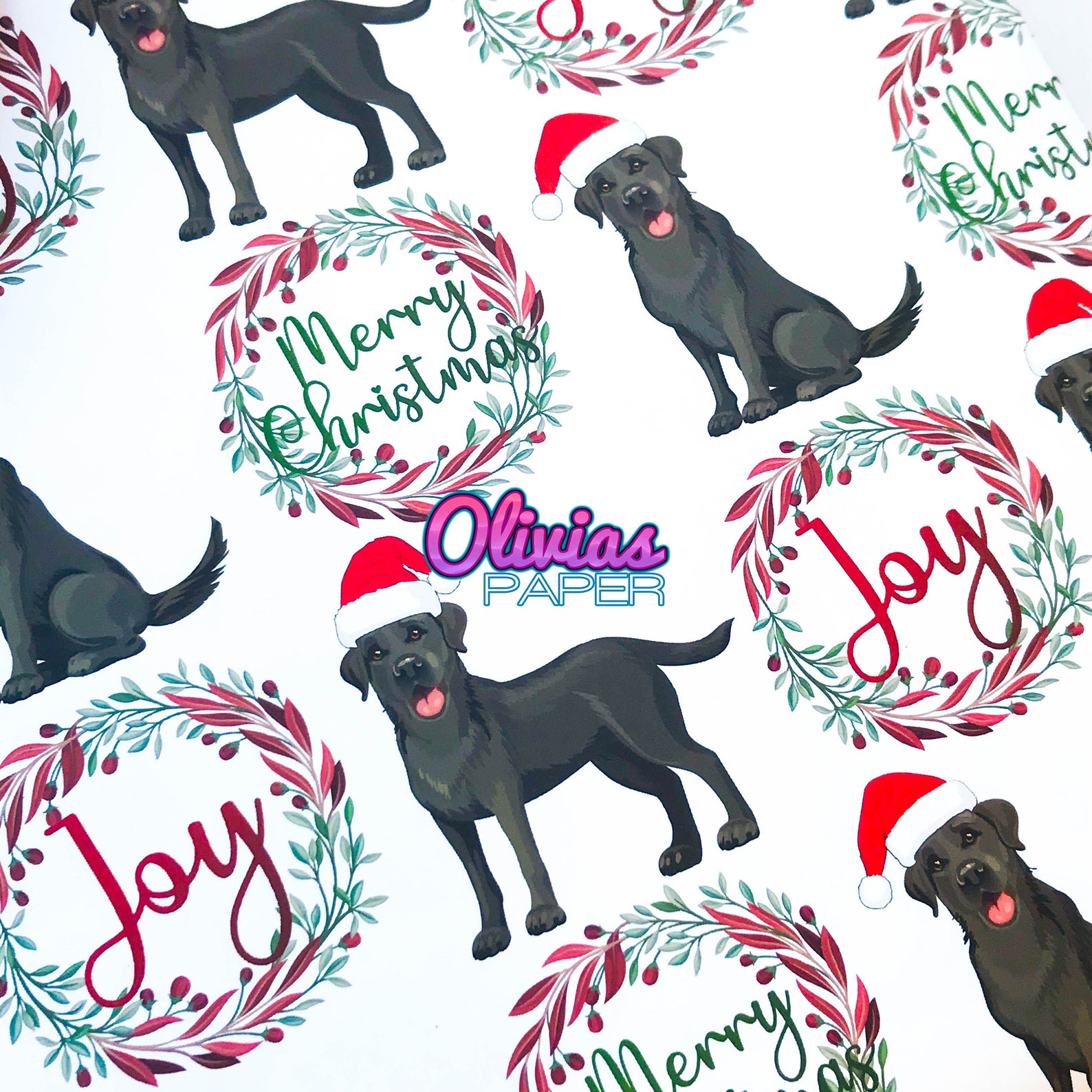 BLACK LAB Christmas Paper Wrapping Gift Wrap Sheets Etsy