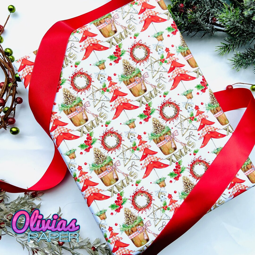 Farmhouse Garden Gift Wrap Sheets Christmas Wrapping Paper Etsy
