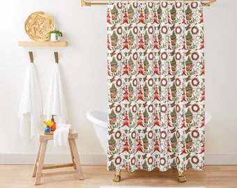 Rustic Farmhouse Holiday Christmas Shower Curtain - Home Decor + Living - Scandinavian Cottage core