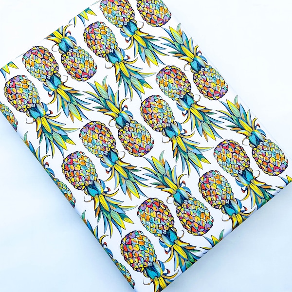 RAINBOW TROPICAL PINEAPPLES | Fruit and Flora Wrapping Paper Gift Thick Sheets Christmas Birthday 19x27" Sheets