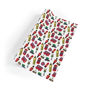 Christmas in London Themed Gift Wrapping Paper Rolls - 28&quot;x79&quot;