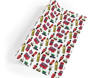 Christmas in London Themed Gift Wrapping Paper Rolls - 28"x79"