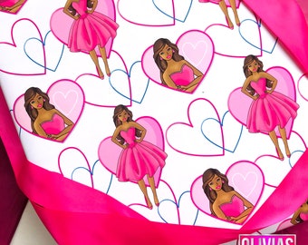 BROWN SKIN PRINCESS Paper | Black Woman African American Girl Wrapping Paper Gift Thick Sheets Christmas Birthday 19x27" Sheets