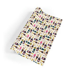Champagne Bubbly Themed Gift Wrapping Paper Rolls - 28"x79"