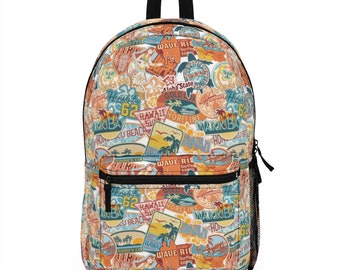 Hawaiian Travel Stickers Backpack - Book Bag Back to School