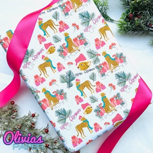Christmas Cheetah Gift Wrap Sheets | Holiday Wrapping Paper