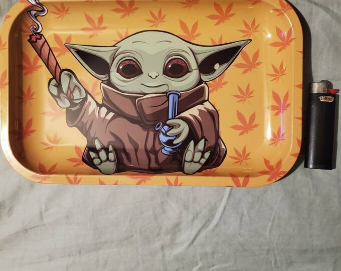 Rolling Tray Baby Yoda Smoking Etsy