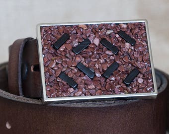 Jasper and Black Stone Natural Stone Belt Buckle