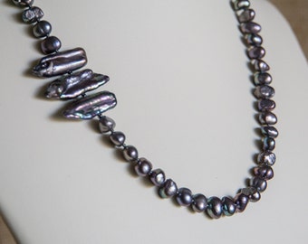 Peacock gray freshwater pearl necklace