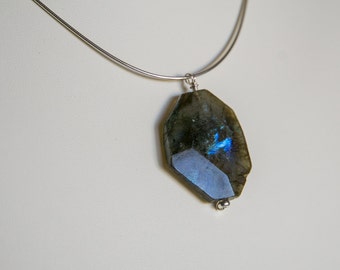 Labradorite pendant on sterling silver chain