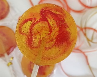 Orange swirl lollipops, Marble effect Lollies, Autumn Colours