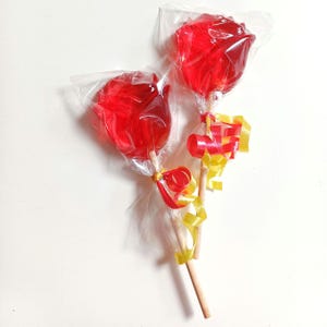 Red Rose Shaped Lollipops, Party Favours, Beauty and the Beast themed Party Lollies