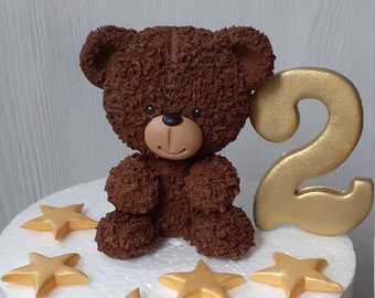 Teddy bear girl baby fondant gum paste cake topper