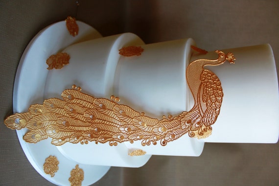 Sugar Lace Peacock Wedding Cake Topper Etsy