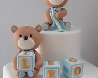 Décoration de gâteau en pâte de gomme fondante, ours en peluche, fille