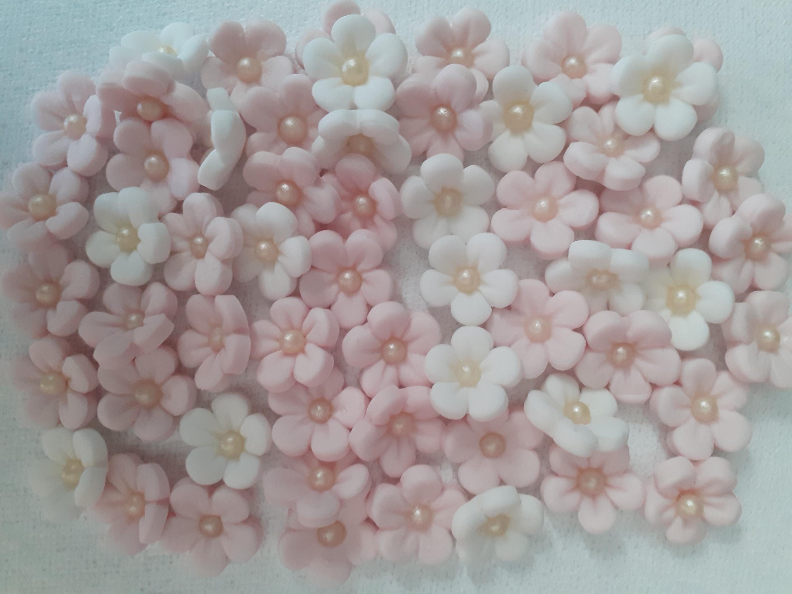 5 Fleurs Rouges En Pâte à Gomme - Décorations En Sucre Pour Gâteaux Et Cupcakes