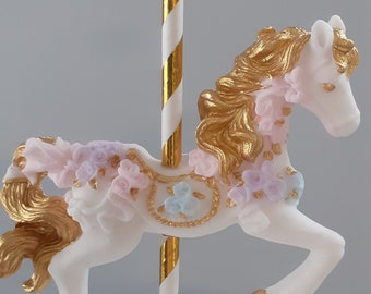 Fondant gum paste vintage Carousel horse cake topper party birthday sugar decoration