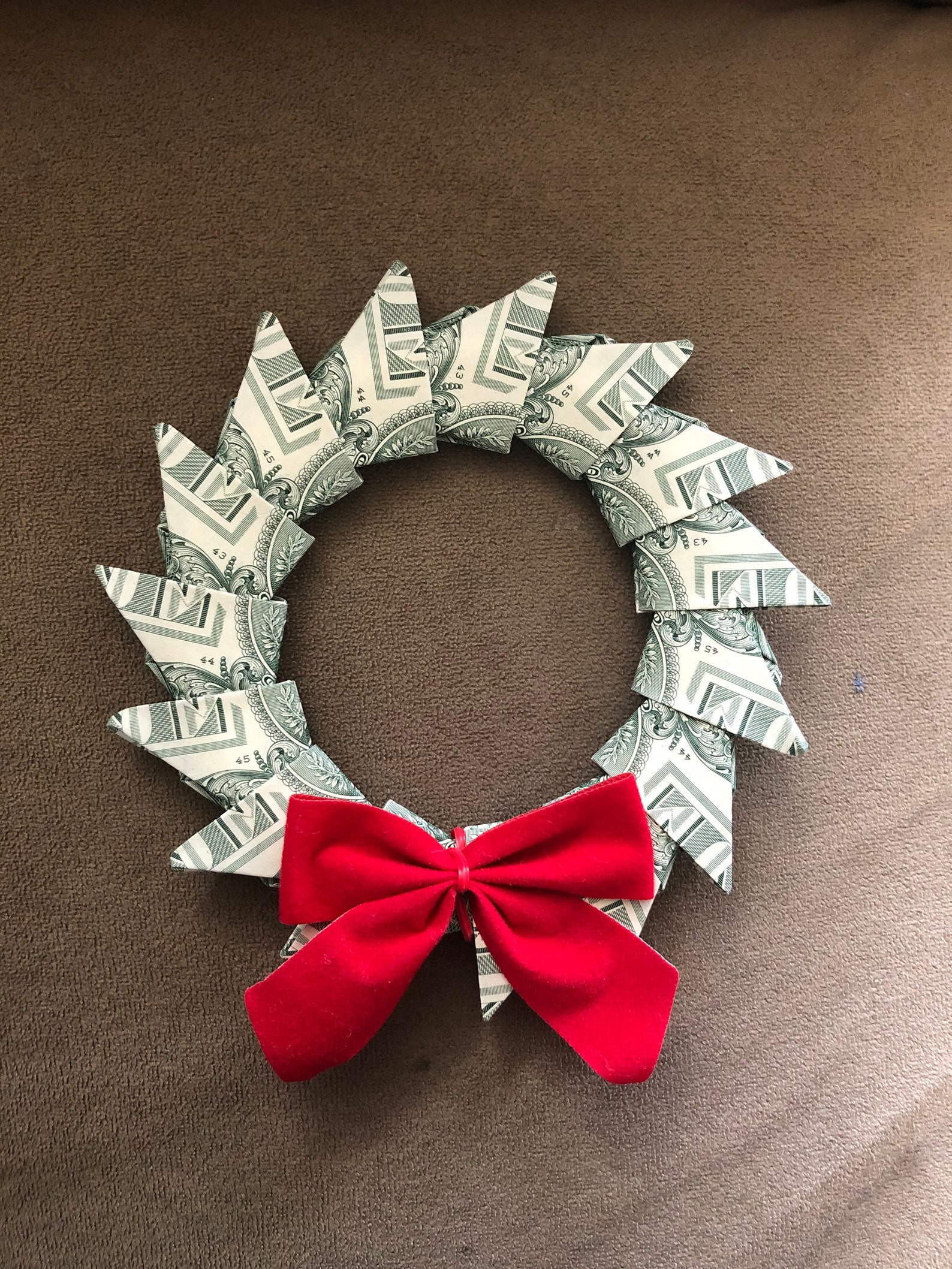 Money Christmas Wreath Origami Christmas Gift For College Etsy