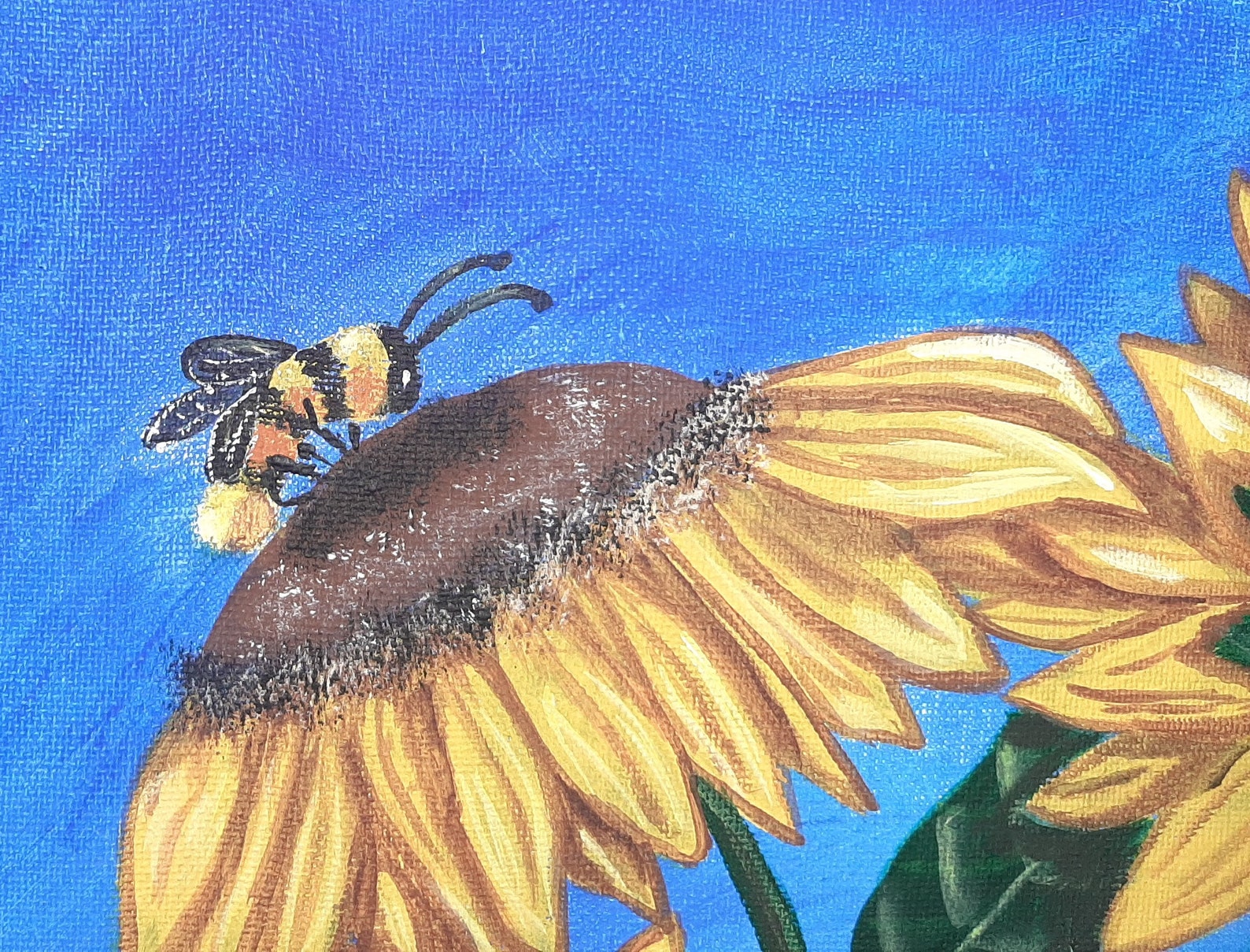 Sunflowers and Bumble Bees Canvas Painting Etsy