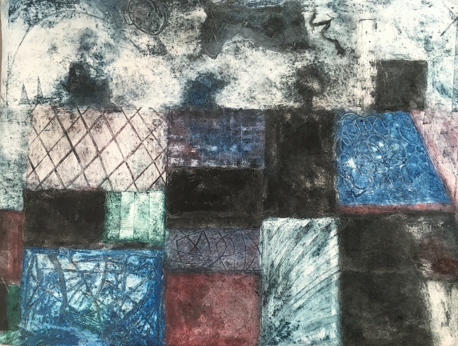 Abstract Design Collagraph Original Abstract Collagraph Print - Etsy