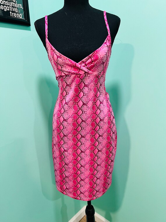 pink snakeskin bodycon dress Final Sale Plus Size Strapless Ruched BodyCon Dress in Pink Snake Skin Print