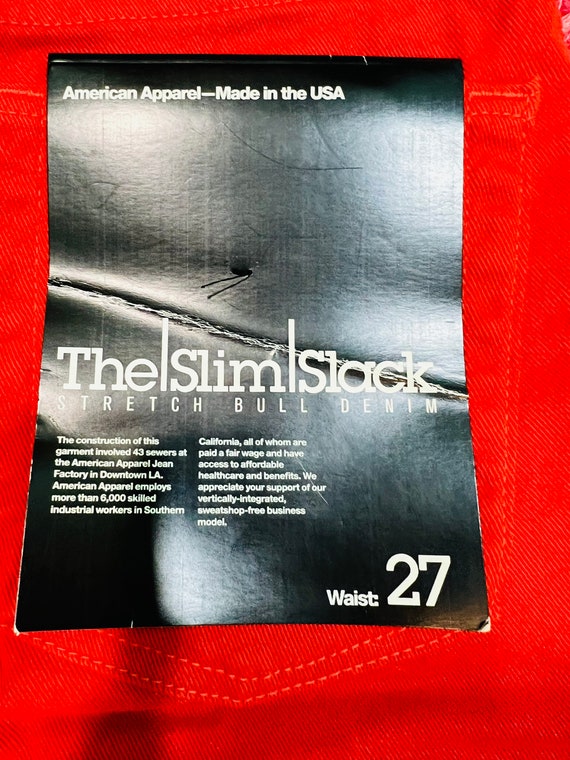 Ruby Red American Apparel Mid Rise Jeans Sz 27" - image 3