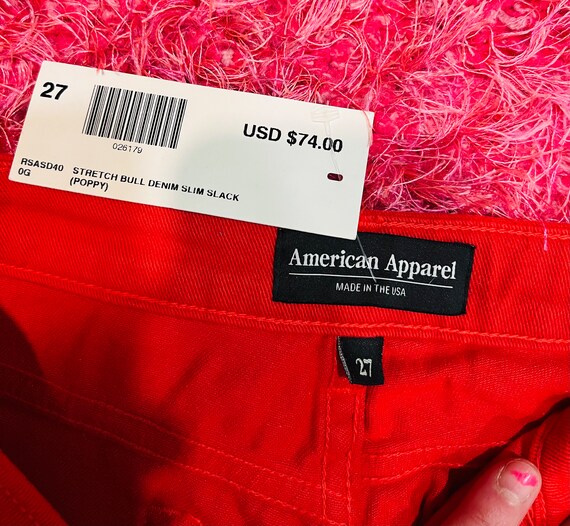 Ruby Red American Apparel Mid Rise Jeans Sz 27" - image 4