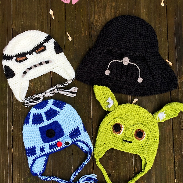 CLEARANCE!Crochet Star Wars inspired hat, Darth Vader,Storm Trooper inspired hat,R2D2,Yoda inspired hat, baby toddler hat,kids crochet hat