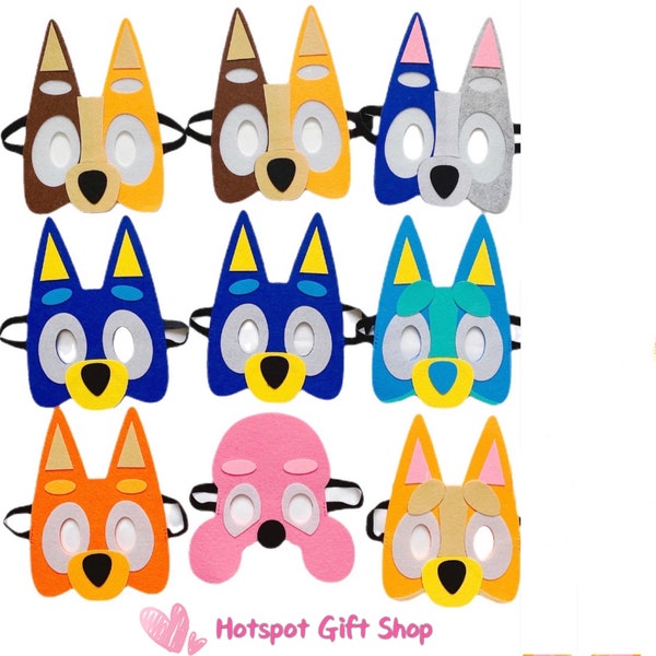 10PCS PartyPack Puppy Felt Masks,Blue Heeler Dog Birthday Party Favors,Kids Birthday Theme Favor Party Supplies Decoration Idea Gift Costume