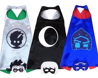 ReadyToShip!PJ Hero inspired Cape and Mask Set, Catboy,Gekko,Owlette,Night ninja Costume,PJ Masks Birthday Party Favors  Supplies Gift