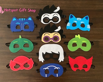 You Pick Designs! PJ Heroes Masks,Kids Costume,Superhero Masks Party Pack, PJ Birthday,Gekko,Catboy,Owlette,Romeo,Luna,birthday party favors