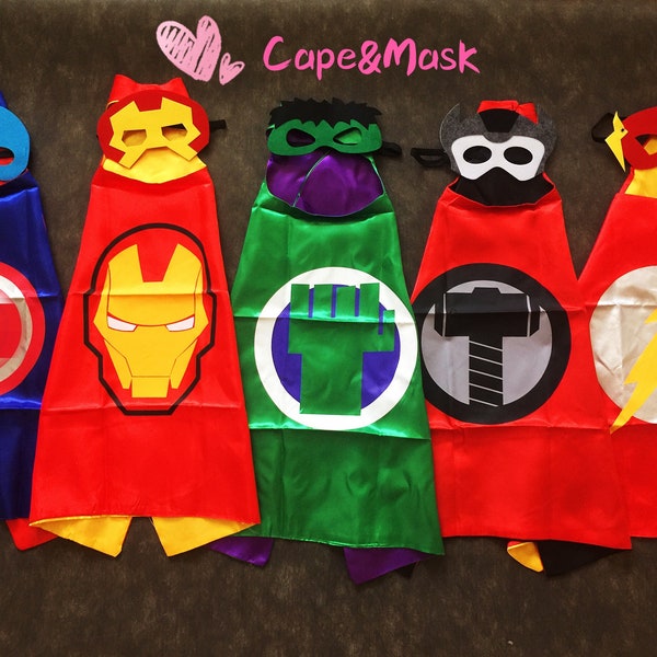 ReadyToShip! Avengers inspired cape and mask,Superhero Costume,spiderman,Wonder woman,Flash,Black panther,Superhero Birthday Party Favors